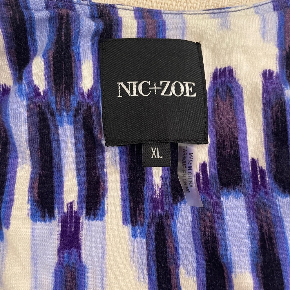 NIC+ZOE Purple and Blue Patterned Hersey Dress in size XL
